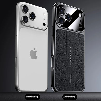 Luxurious Leather Back Electroplated Soft TPU Cover Case For iPhone 17 pro Max Air iPhone 16 15 14 ProMax