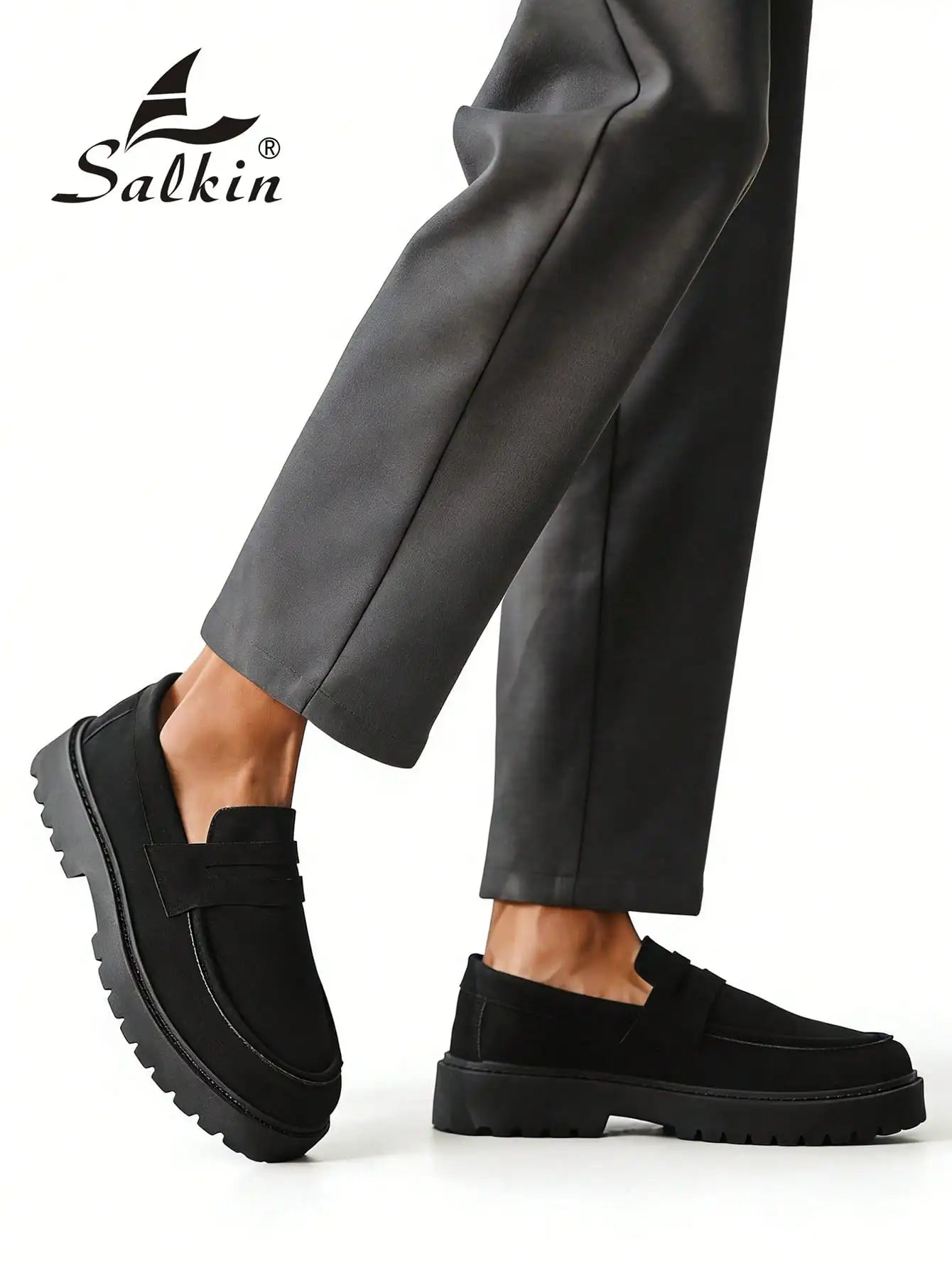 New Designer Casual Shoes Men's Slip On Loafers Preppy Comfortable Business Commute Outdoor Men Sneakers Suede Leather Shoes