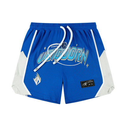 Street Style Breathable Mesh Basketball Shorts for Men Elastic Waistband Gym Shorts with Pockets Training Running Short Pants