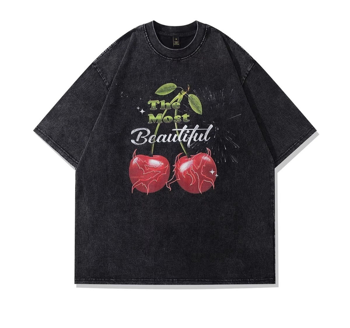 Men's And Women's Same Retro Casual Street Printed Large Short T-shirt