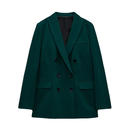 Women's New Temperament Casual Double-breasted Slim Suit Jacket