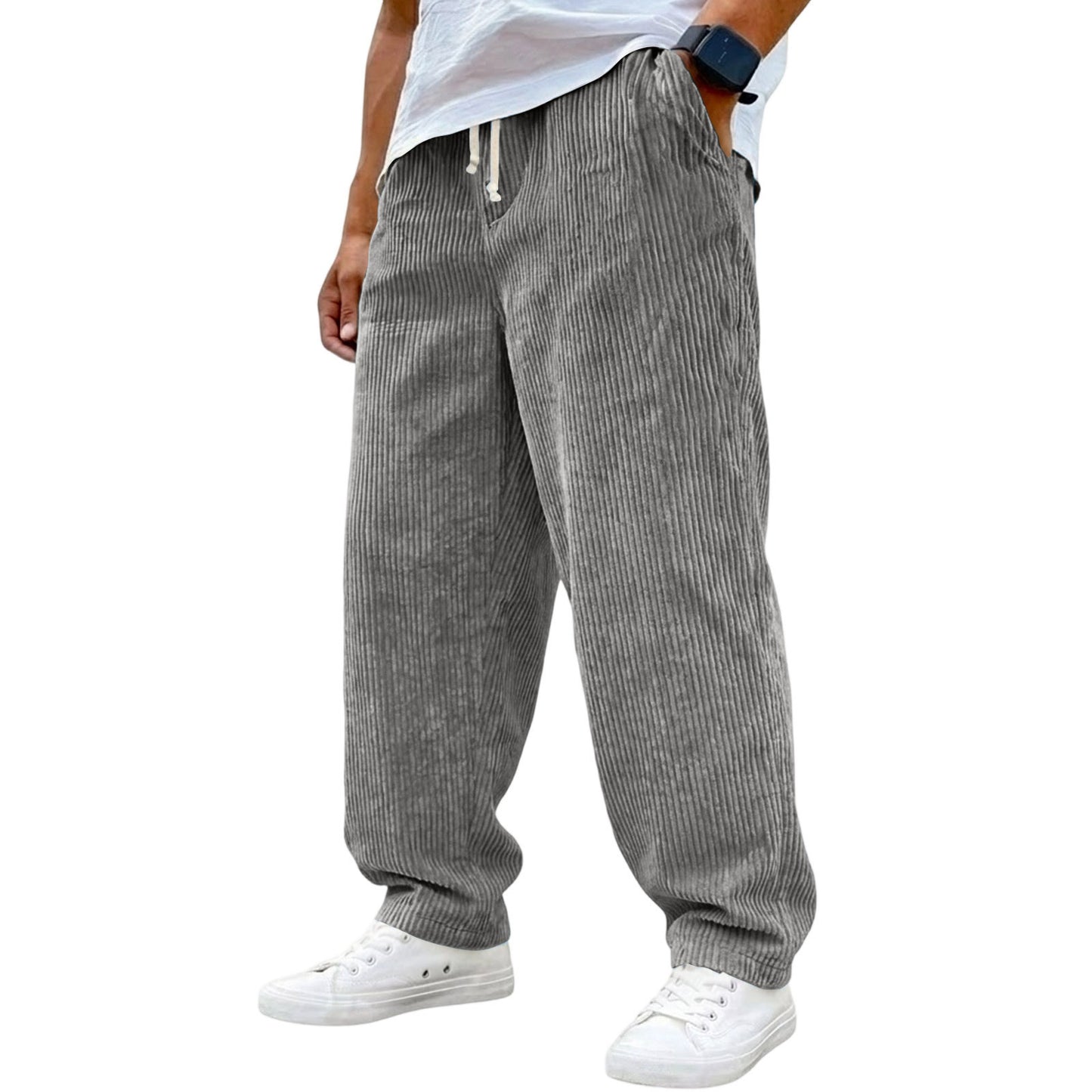 Retro Corduroy Stretch Waist Drawstring Pants