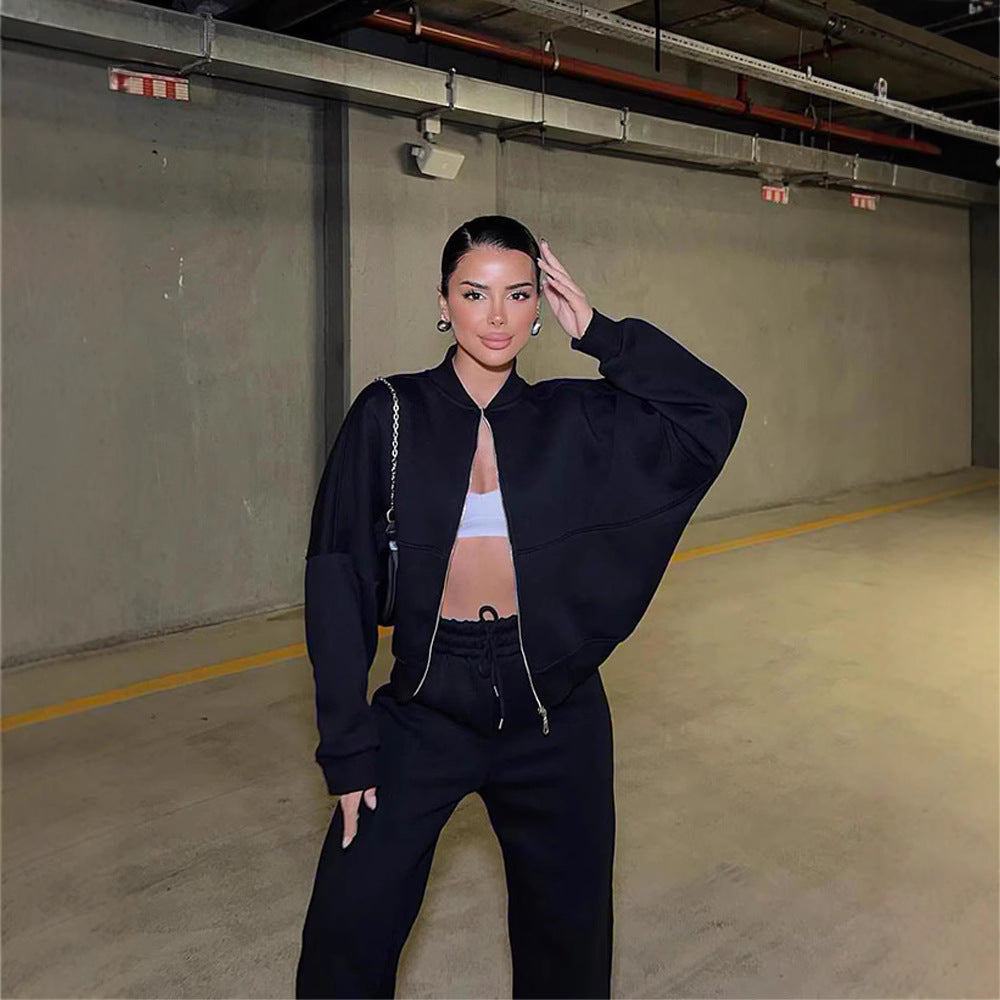 Women’s European & American Casual Cardigan Pants Two-Piece Set, Oversized Lounge Co-Ord Outfit, Trendy Streetwear Matching Set