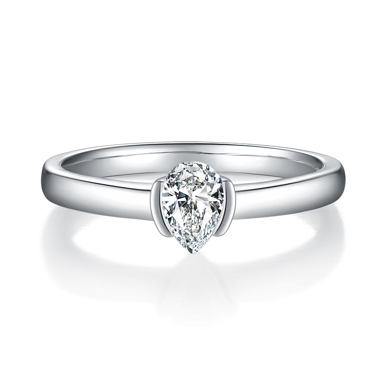 Pear-shaped Moissanite Set With Top-quality Moissanite Luxury And Fashionable Light Luxury Jewelry Silver Ring S925 Silver Electroplated With Platinum