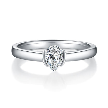 Pear-shaped Moissanite Set With Top-quality Moissanite Luxury And Fashionable Light Luxury Jewelry Silver Ring S925 Silver Electroplated With Platinum