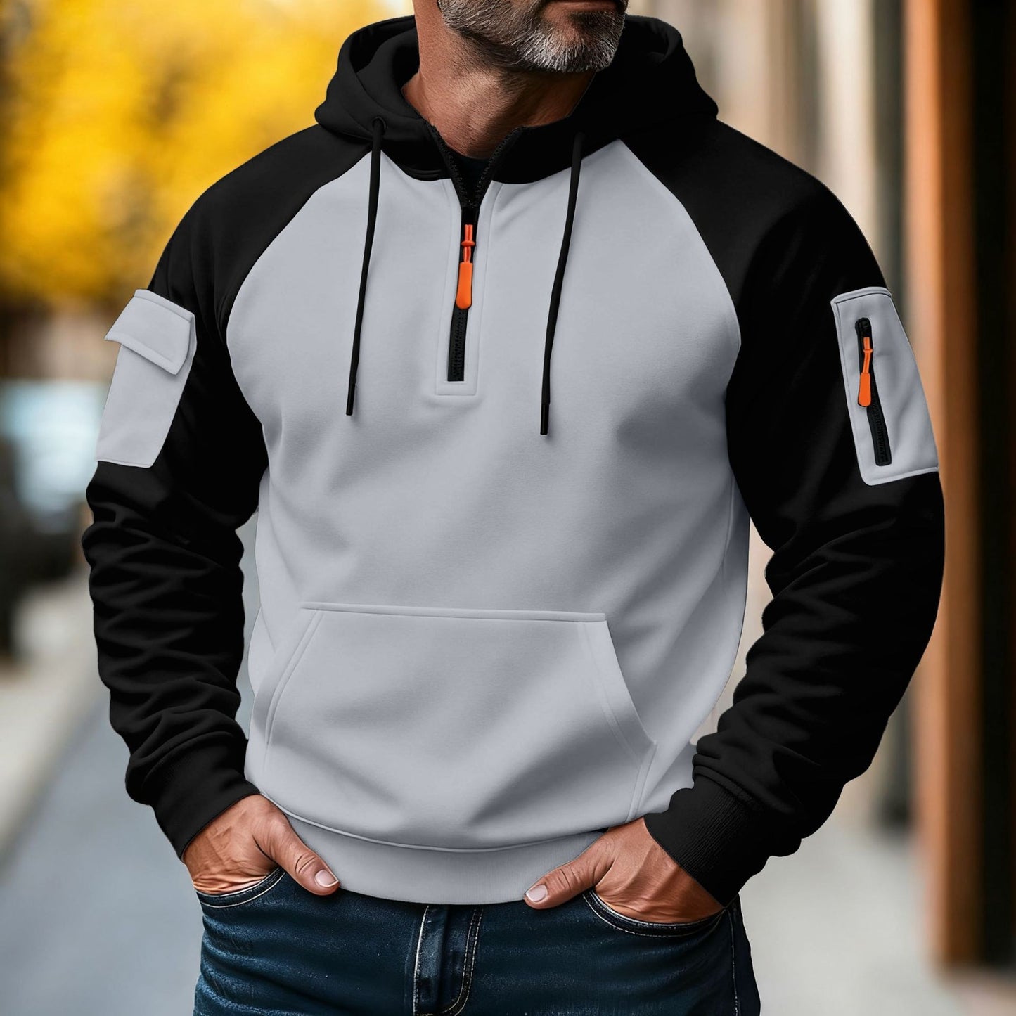 Zipper Decorations Brushed Sports Leisure Pullover Hooded Sweater