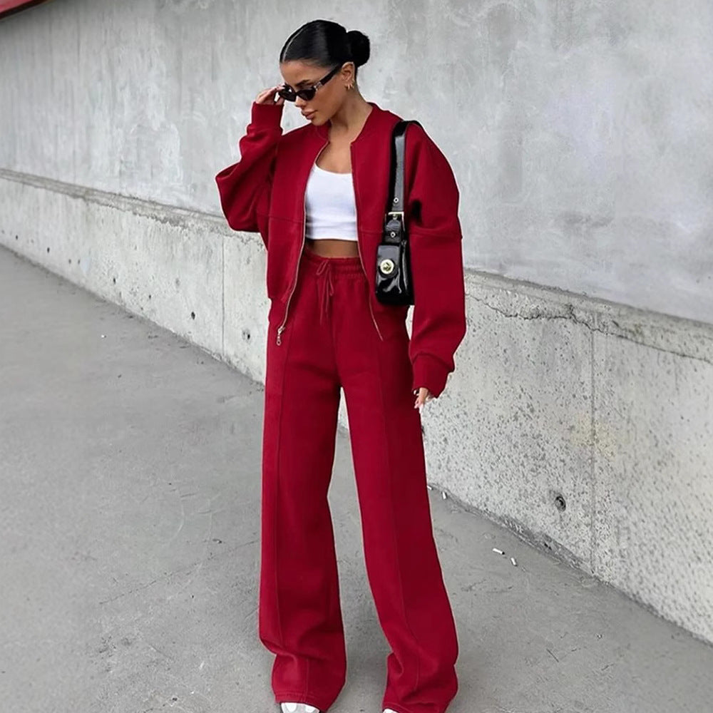 Women’s European & American Casual Cardigan Pants Two-Piece Set, Oversized Lounge Co-Ord Outfit, Trendy Streetwear Matching Set