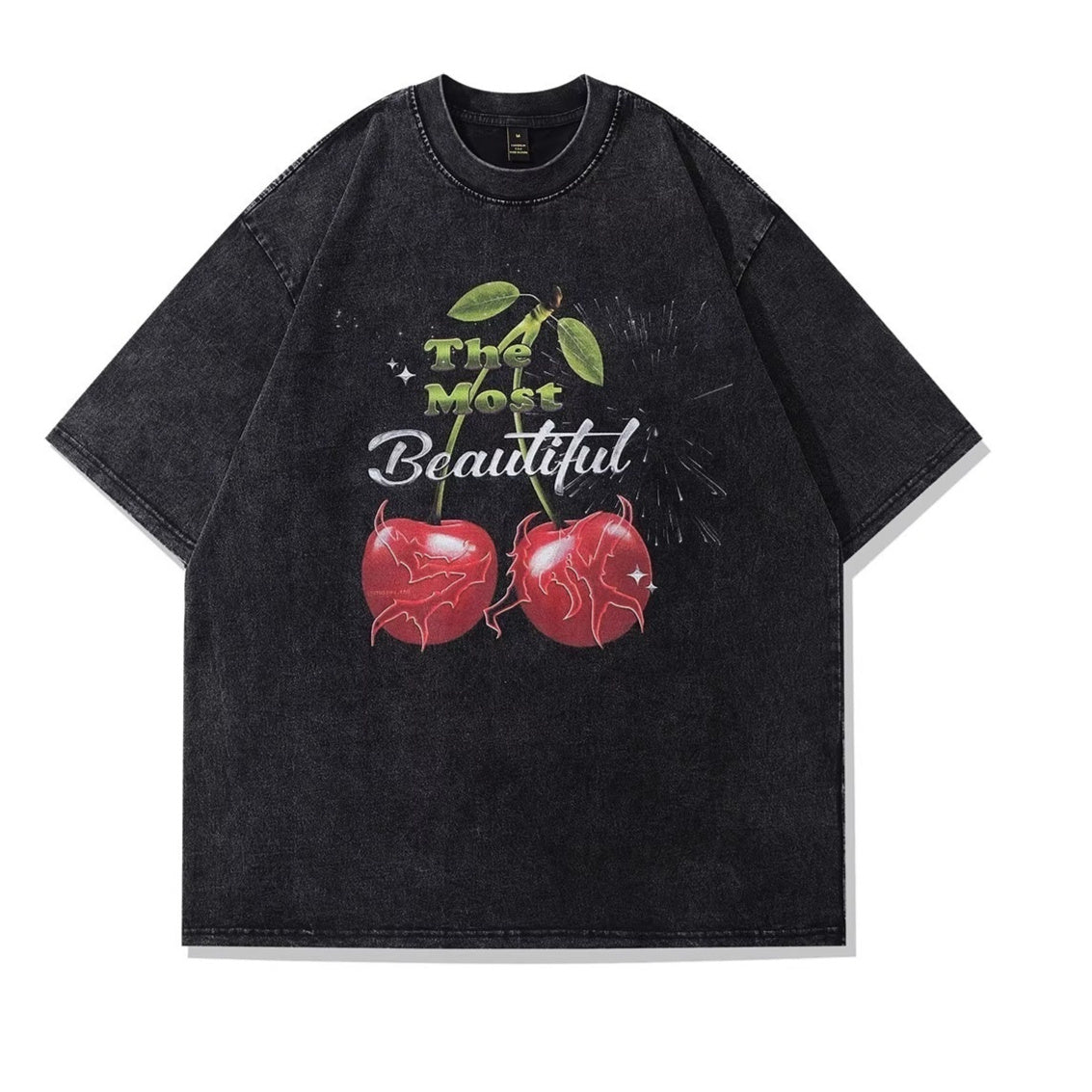 Men's And Women's Same Retro Casual Street Printed Large Short T-shirt