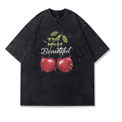 Men's And Women's Same Retro Casual Street Printed Large Short T-shirt
