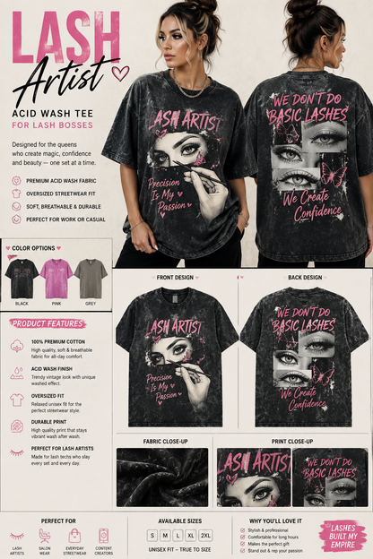 Lash Artist Acid Wash Tee – Precision Is My Passion