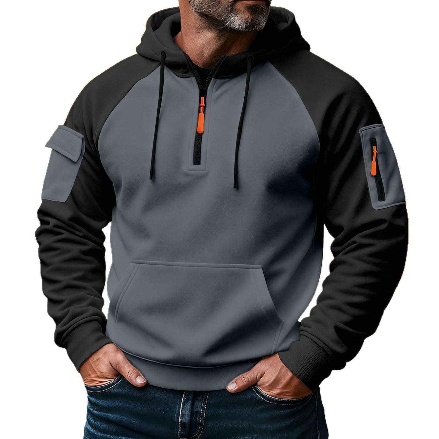 Zipper Decorations Brushed Sports Leisure Pullover Hooded Sweater
