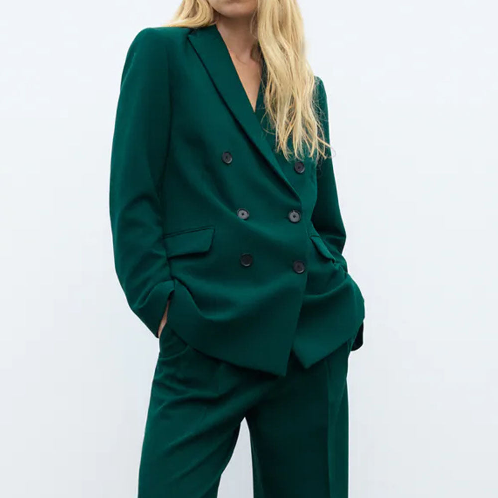 Women's New Temperament Casual Double-breasted Slim Suit Jacket