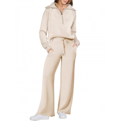 Womens Fashionable Casual Sports Suit With Zipper And Long Sleeves
