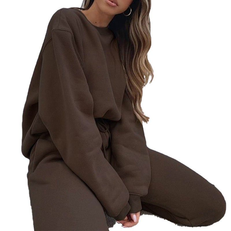 New Women's Simple Loose Sweater Trousers Sports Suit