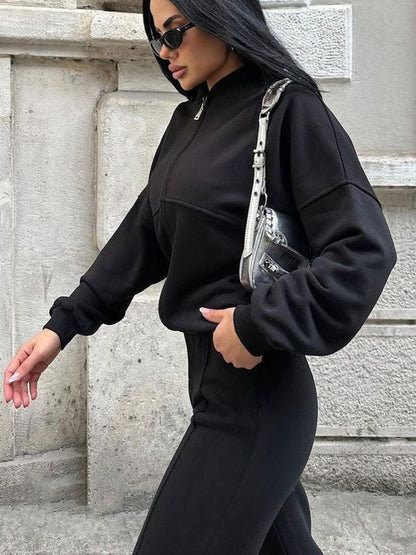 Women’s European & American Casual Cardigan Pants Two-Piece Set, Oversized Lounge Co-Ord Outfit, Trendy Streetwear Matching Set