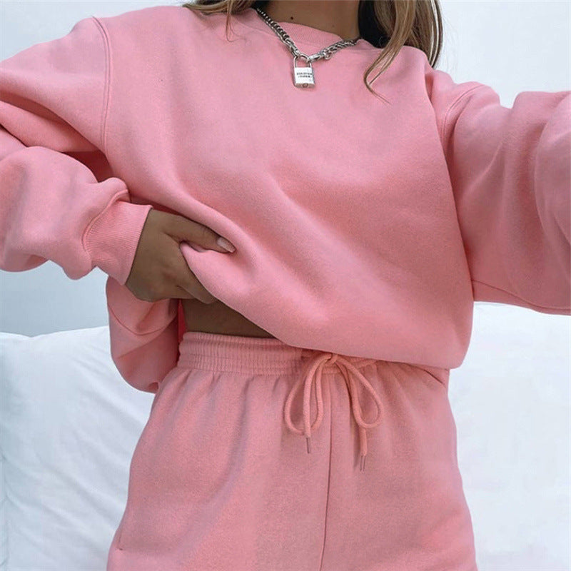 New Women's Simple Loose Sweater Trousers Sports Suit