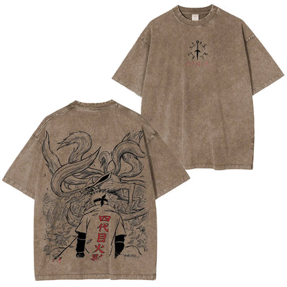 Minato & Kurama Washed Graphic Tee – Unisex