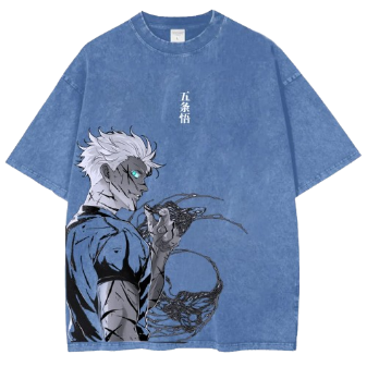 Gojo Satoru Anime Graphic Tee – Washed Unisex