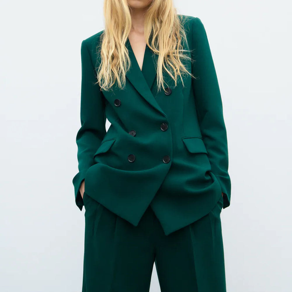 Women's New Temperament Casual Double-breasted Slim Suit Jacket