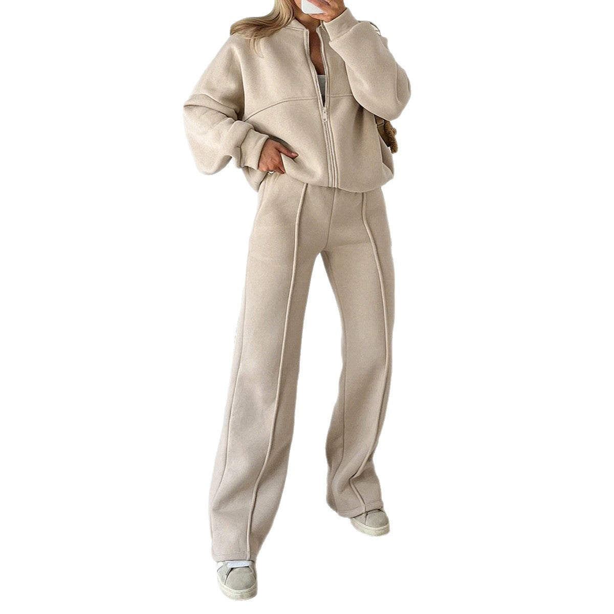 Fashion Personality Solid Color Long Pants Suit Women