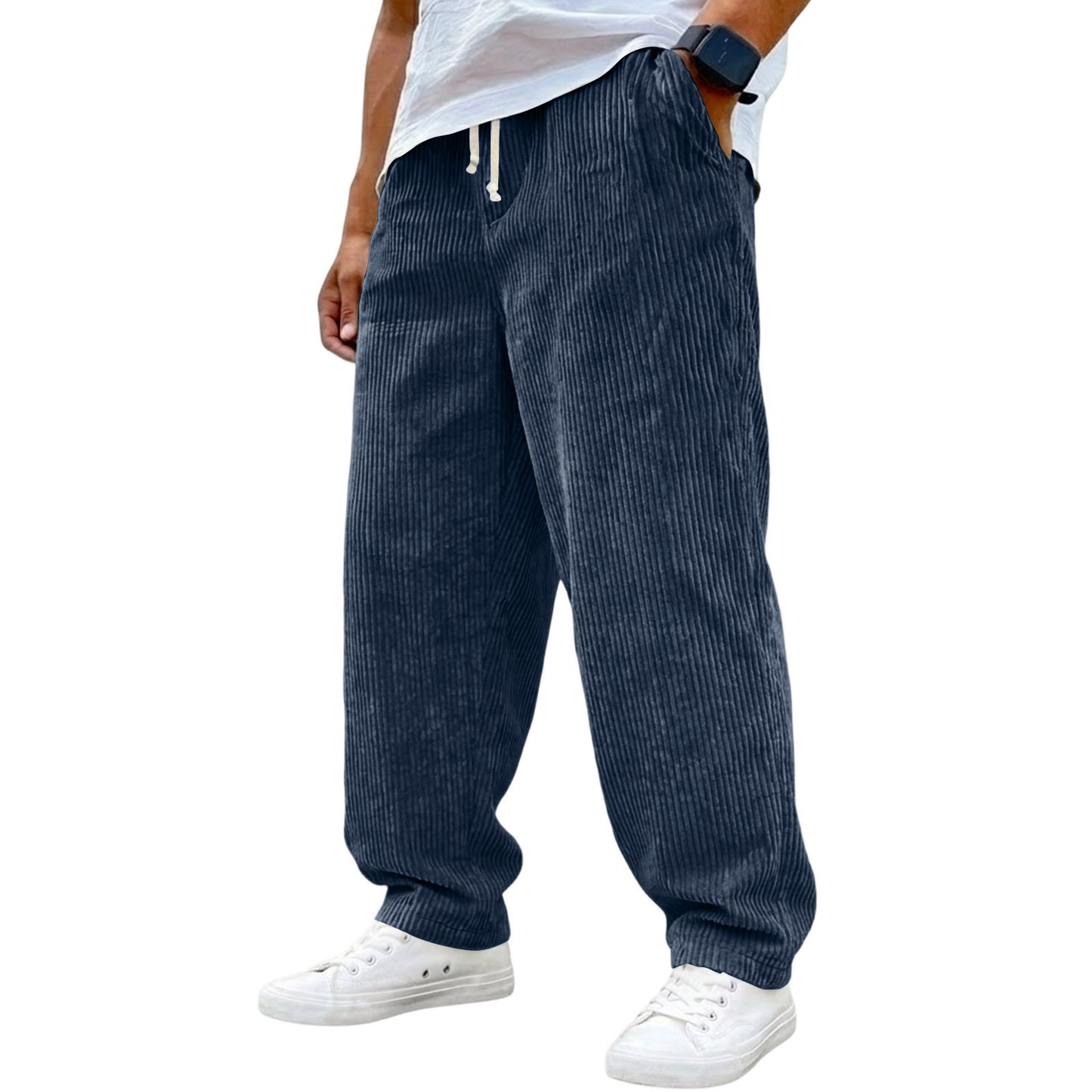Retro Corduroy Stretch Waist Drawstring Pants