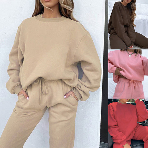 New Women's Simple Loose Sweater Trousers Sports Suit