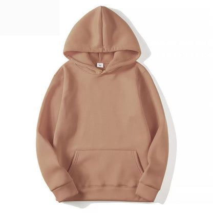 AutumnWinter Fleece Solid-Color Hoodie Same Style As Loose-Fit Casual Sports Hoodie For Couples
