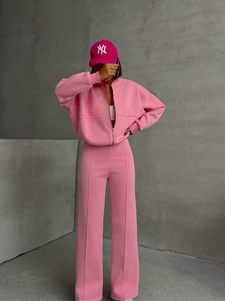 Women’s European & American Casual Cardigan Pants Two-Piece Set, Oversized Lounge Co-Ord Outfit, Trendy Streetwear Matching Set