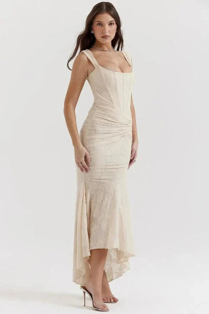 Womens Solid-Colored Slim-Fit Sleeveless Fishtail Maxi Dress Banquet Evening Gown One-Piece Dress