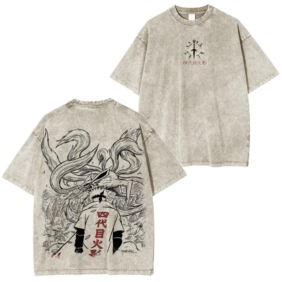 Minato & Kurama Washed Graphic Tee – Unisex